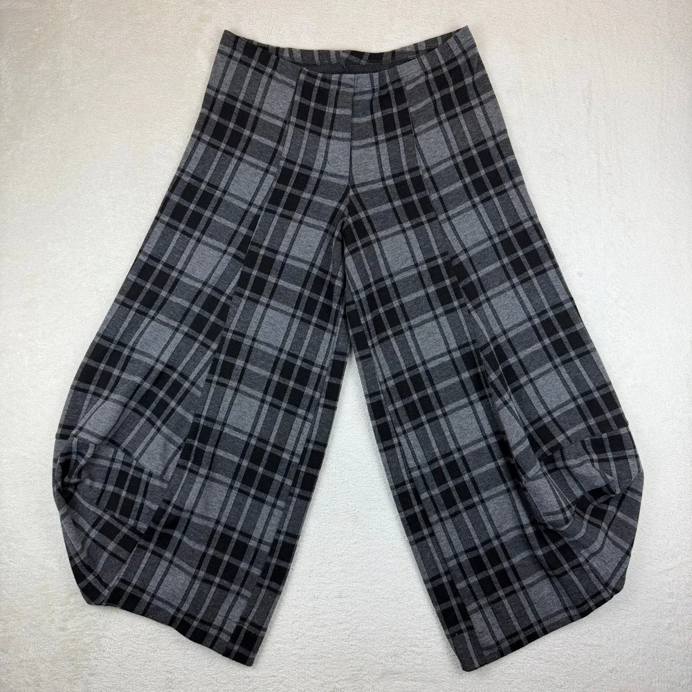 Y2K Plaid Balloon Capri Pants Womens Large Avant Garde Bubble Hem Goth 32
